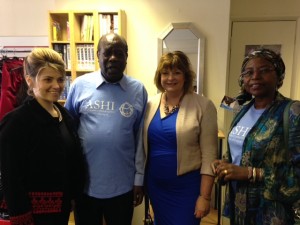 Fiona Hyslop with ASHI Chairman Mr David Okalo Olwa, Ms Mukami I McCrum MBE (Charity Secretary) and Vice Chair, Ms Nataliia Hinde